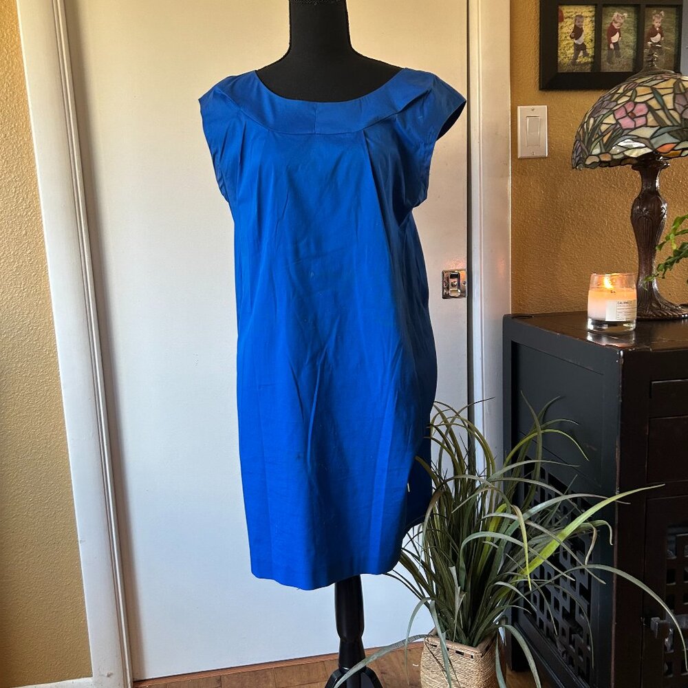 Theory Royal Blue Silk Shift Dress | Size 10